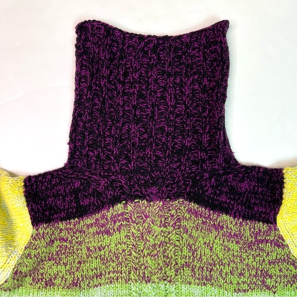 RARE 100% Cashmere Spencer Vladimir Multi-Color Hand-knit Turtleneck Sweater M/L - Picture 7 of 16